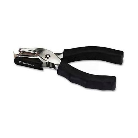 Universal Eight-Sheet Handheld 1/4" Hole Punch, Metal with Rubber Grip, Black UNV74321***